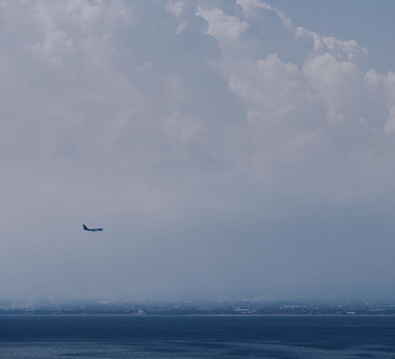 aircraft in the air over the sea